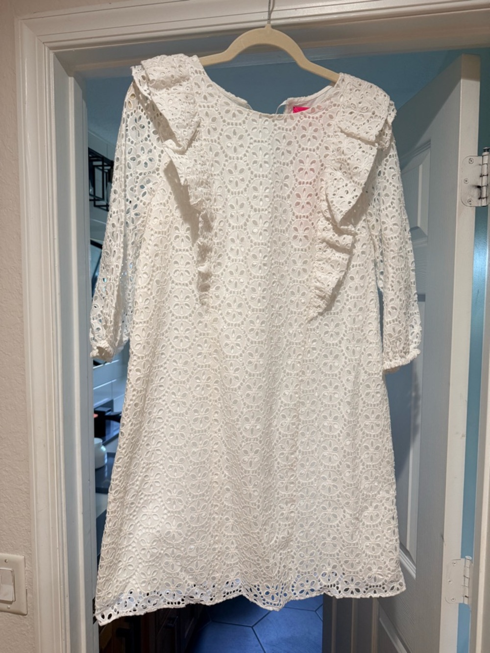 Lilly Pulitzer White Eyelet Ruffle Shift Dress